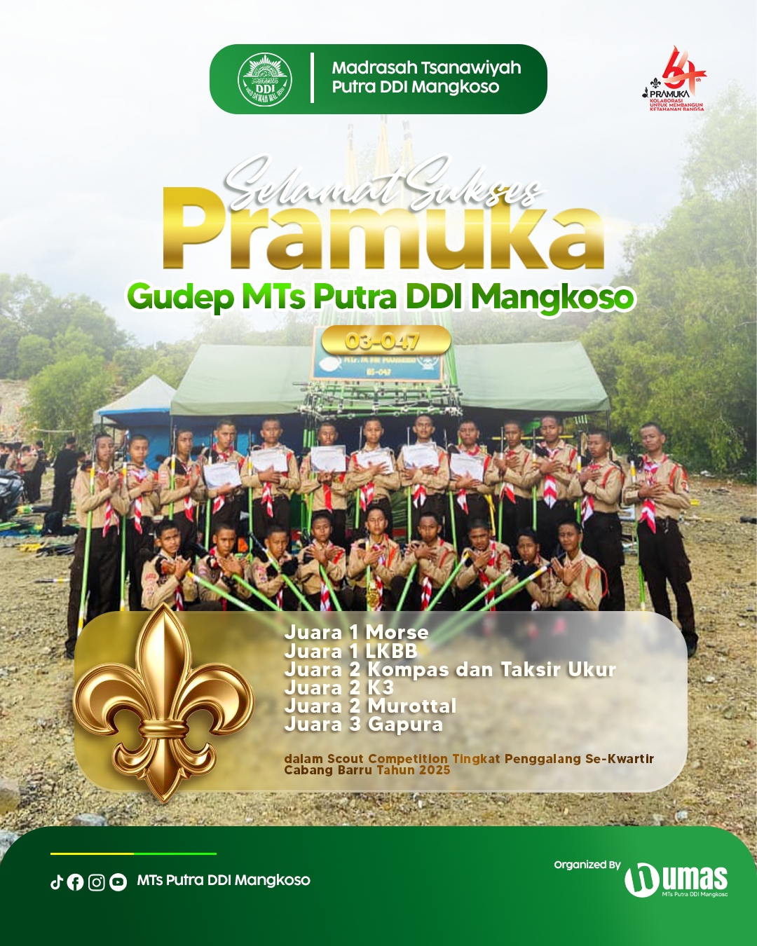 Gemilang Prestasi Pramuka MTs Putra DDI Mangkoso di Ajang Scout Competition 2025